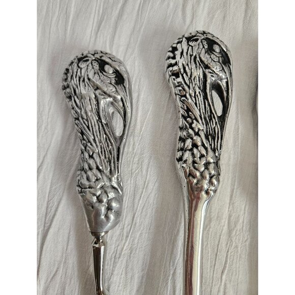 5 Piece Bruce Fox Design Turkey Handle Serving Set Fork Knife Spoon Honing Steel - Picture 6 of 14